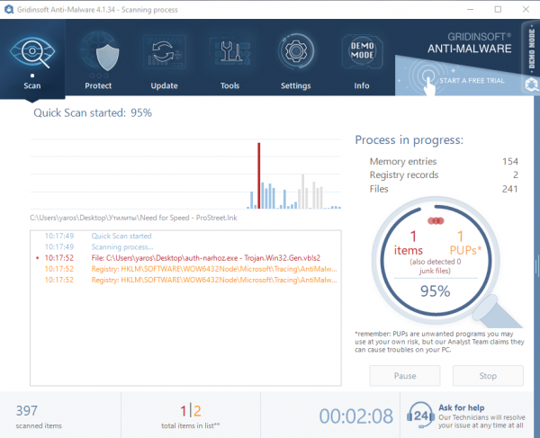 GridinSoft Anti-Malware Quick scan