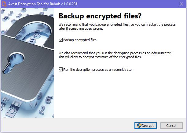 Avast decryption Tool for Babuk