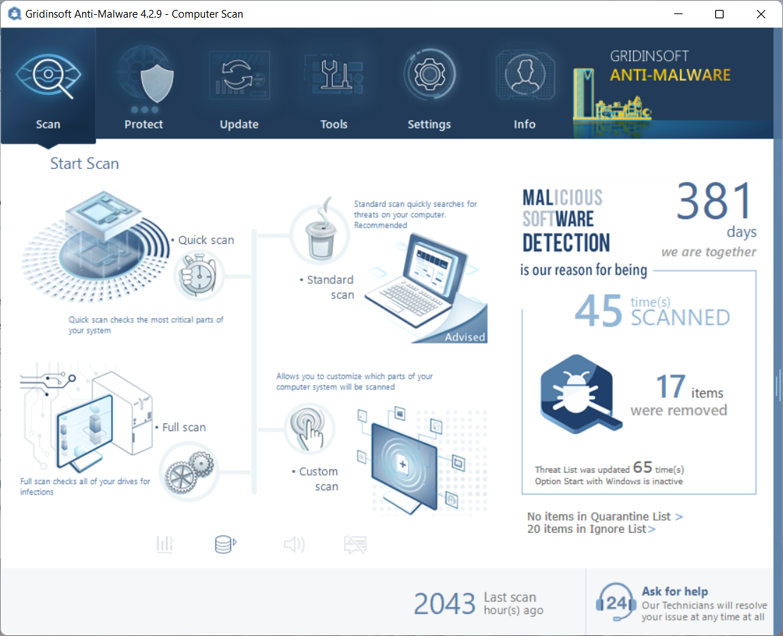 GridinSoft Anti-Malware interface