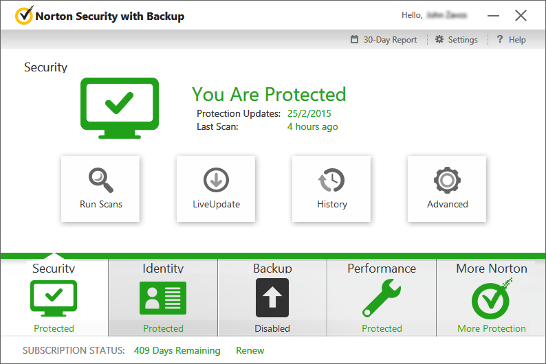 Norton Antivirus interface