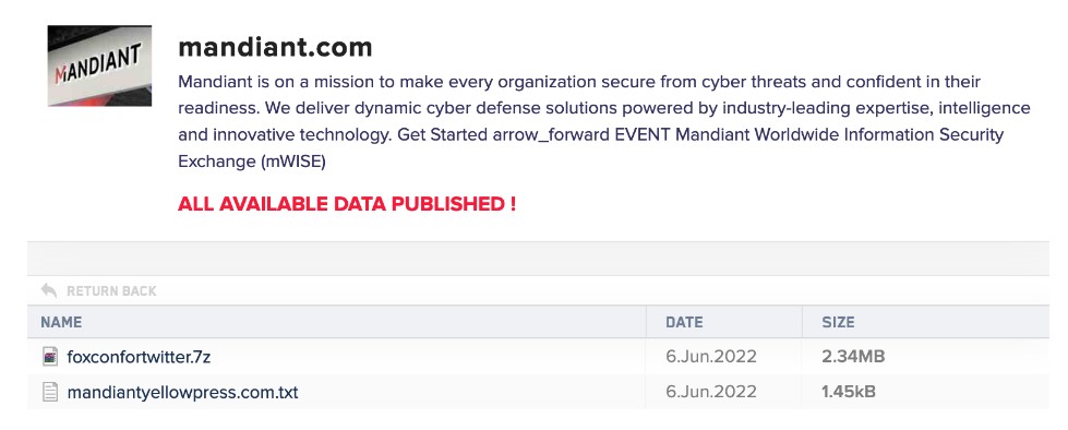 LockBit announced the Mandiant hack