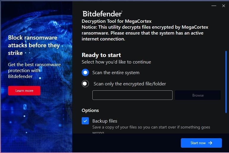 MegaCortex ransomware decryptor